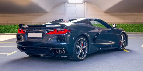 Chevy Chevrolet Corvette C8 for rent in Dubai. Corvette rental exotic supercar for hire dubai