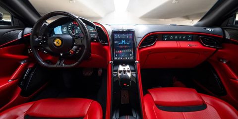 Ferrari ROMA spyder convertible Rent a car Exotic rent a car in Dubai and Abu Dhabi from Volocar - dream supercar rental