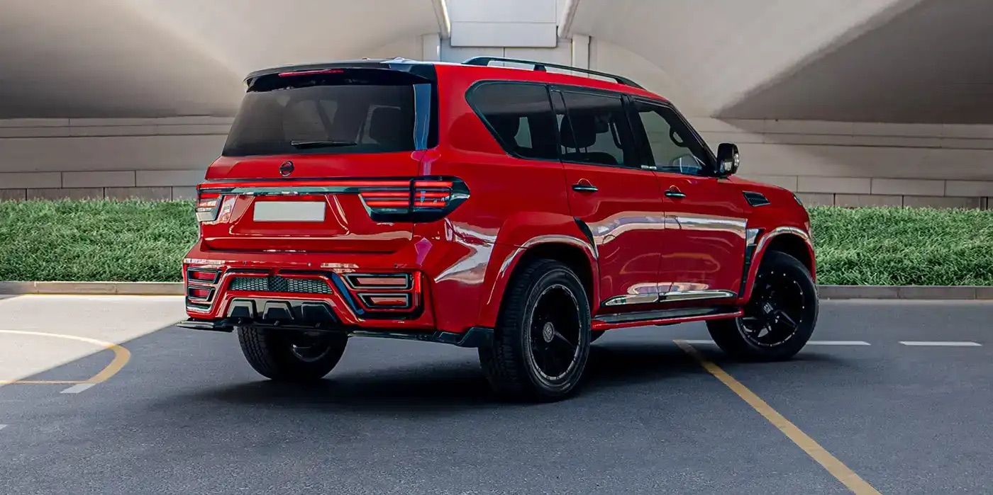 1690611743Nissan-Patrol-Red-Hawk-11 Nissan Patrol Nissmo KIT - Modified Nissan Patrol - Tiffany - Yellow - Red - Blue - Black -Grey -Family - SUV - car rental from Volocar