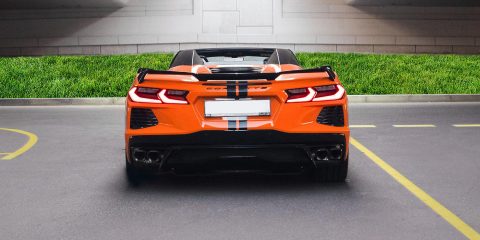 Chevy Chevrolet Corvette C8 for rent in Dubai. Corvette rental exotic supercar for hire dubai