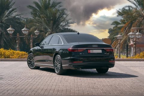 Rent a car Dubai, no deposit, full comprehensive insurance, extreme power Audi A8, luxury limousine, new cars,