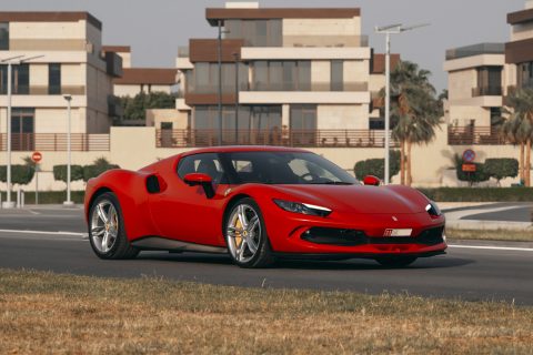 Ferrari 296 GTB for rent in Dubai, Best car rental company, no deposit, luxury, extreme sports car, convertible,