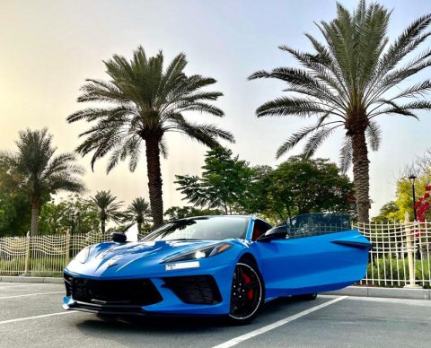 Chevy Chevrolet Corvette C8 for rent in Dubai. Corvette rental exotic supercar for hire dubai