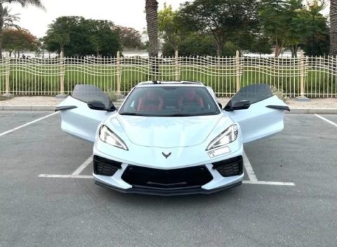 Chevy Chevrolet Corvette C8 for rent in Dubai. Corvette rental exotic supercar for hire dubai
