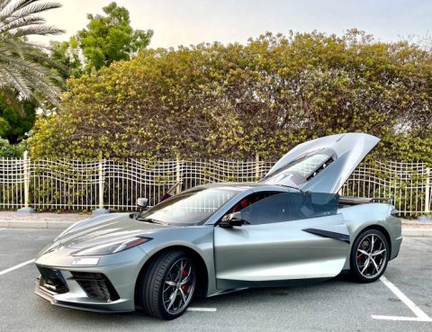 Chevy Chevrolet Corvette C8 for rent in Dubai. Corvette rental exotic supercar for hire dubai