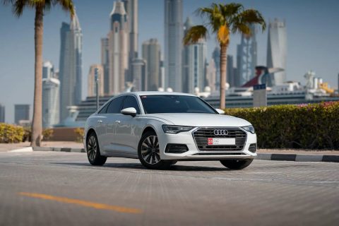 Audi A6 car rental in Dubai and Abu Dhabi - rent a car limousine midsize sedan