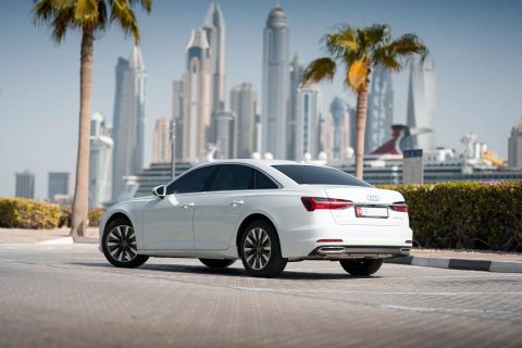 Audi A6 car rental in Dubai and Abu Dhabi - rent a car limousine midsize sedan