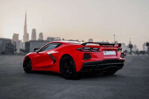 Chevy Chevrolet Corvette C8 for rent in Dubai. Corvette rental exotic supercar for hire dubai