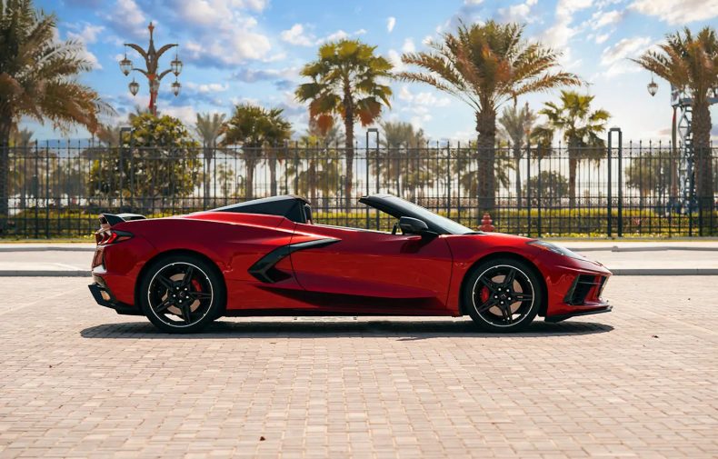 Chevy Chevrolet Corvette C8 for rent in Dubai. Corvette rental exotic supercar for hire dubai