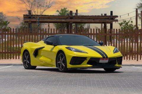 Chevy Chevrolet Corvette C8 for rent in Dubai. Corvette rental exotic supercar for hire dubai