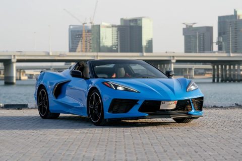 Chevy Chevrolet Corvette C8 for rent in Dubai. Corvette rental exotic supercar for hire dubai